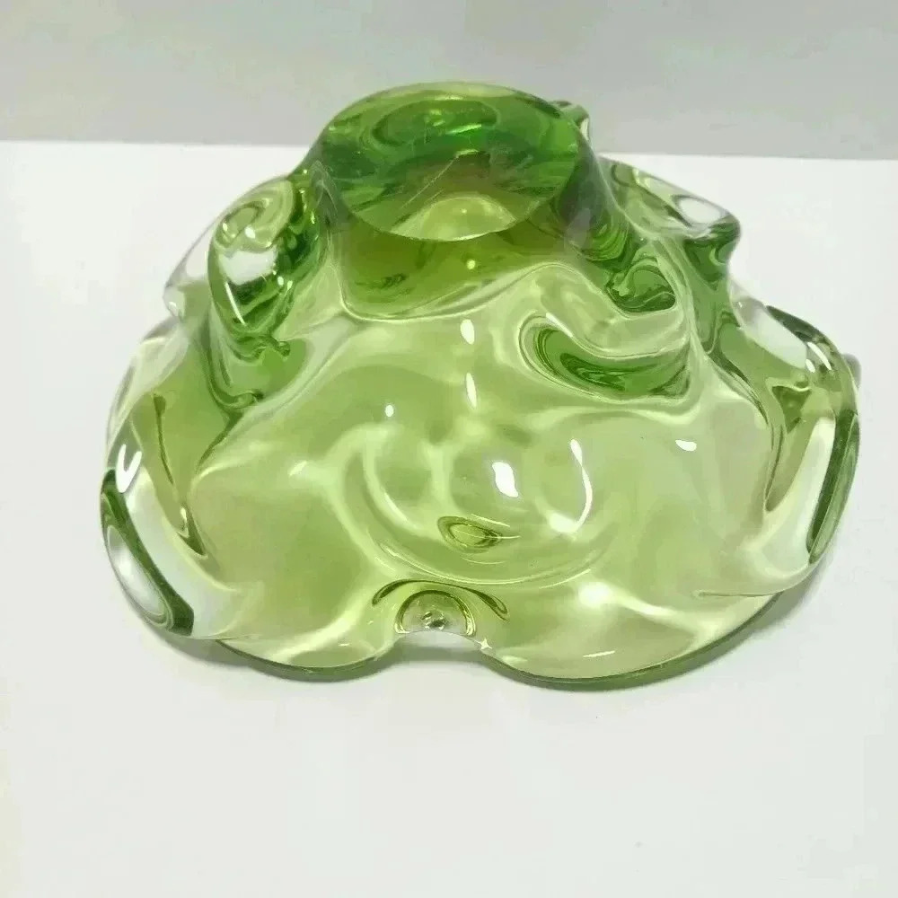 Vintage Murano Italy Art Glass Bowl Candy Trinket Dish Ashtray Green - Picture 8 of 8